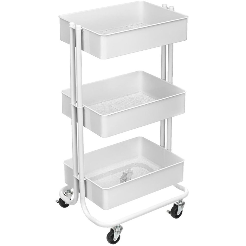 SUPERKKY 3 Drawer Rolling Cart by Recollections, Lexington Collection (White)